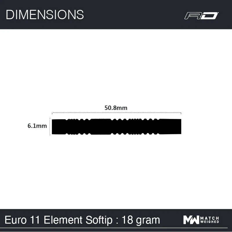 Red Dragon Peter Wright Euro 11 Element 90% Tungsten Soft Tip Darts - 18 grams