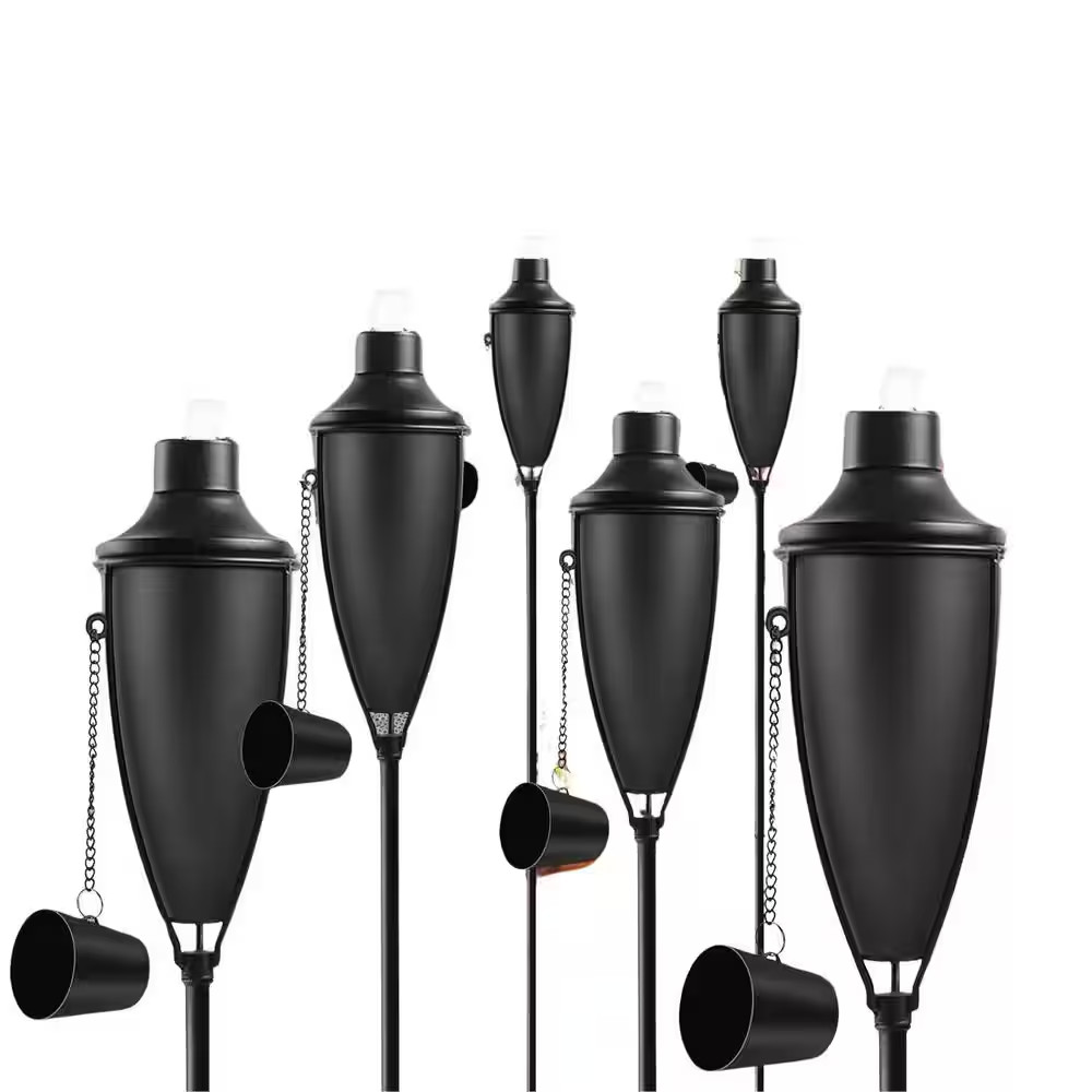 Large Capacity 22Oz Outdoor Metal Torch 61-Inch with 3-Prong Stake for Garden De