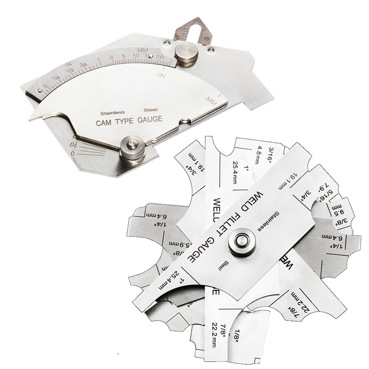 Weld Gauge Set Stainless Steel 060mm Cam Type and 1/8 to 1 Inch Fillet