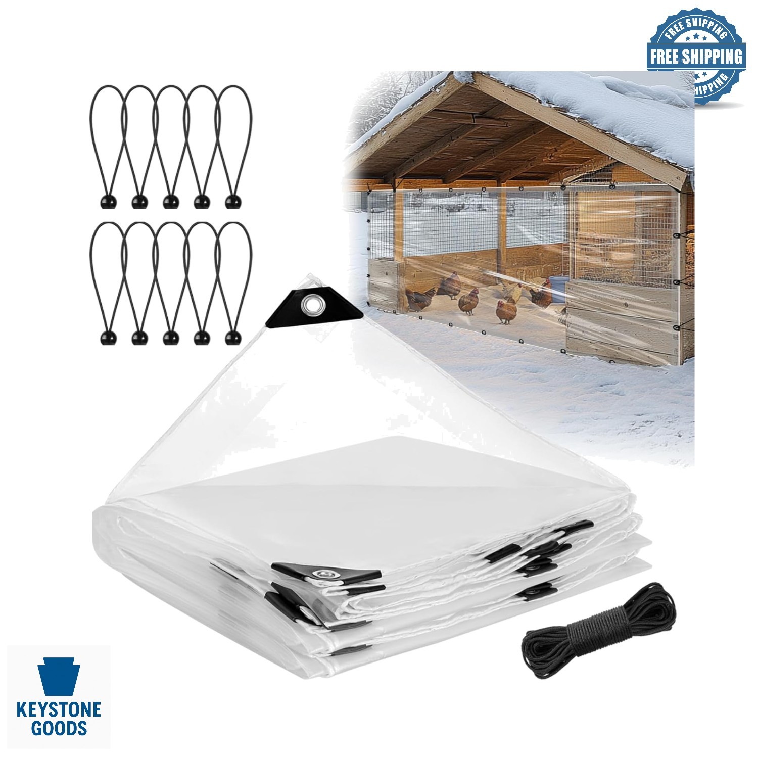 6.6x13ft Waterproof Chicken Coop Cover with Accessories for Winter