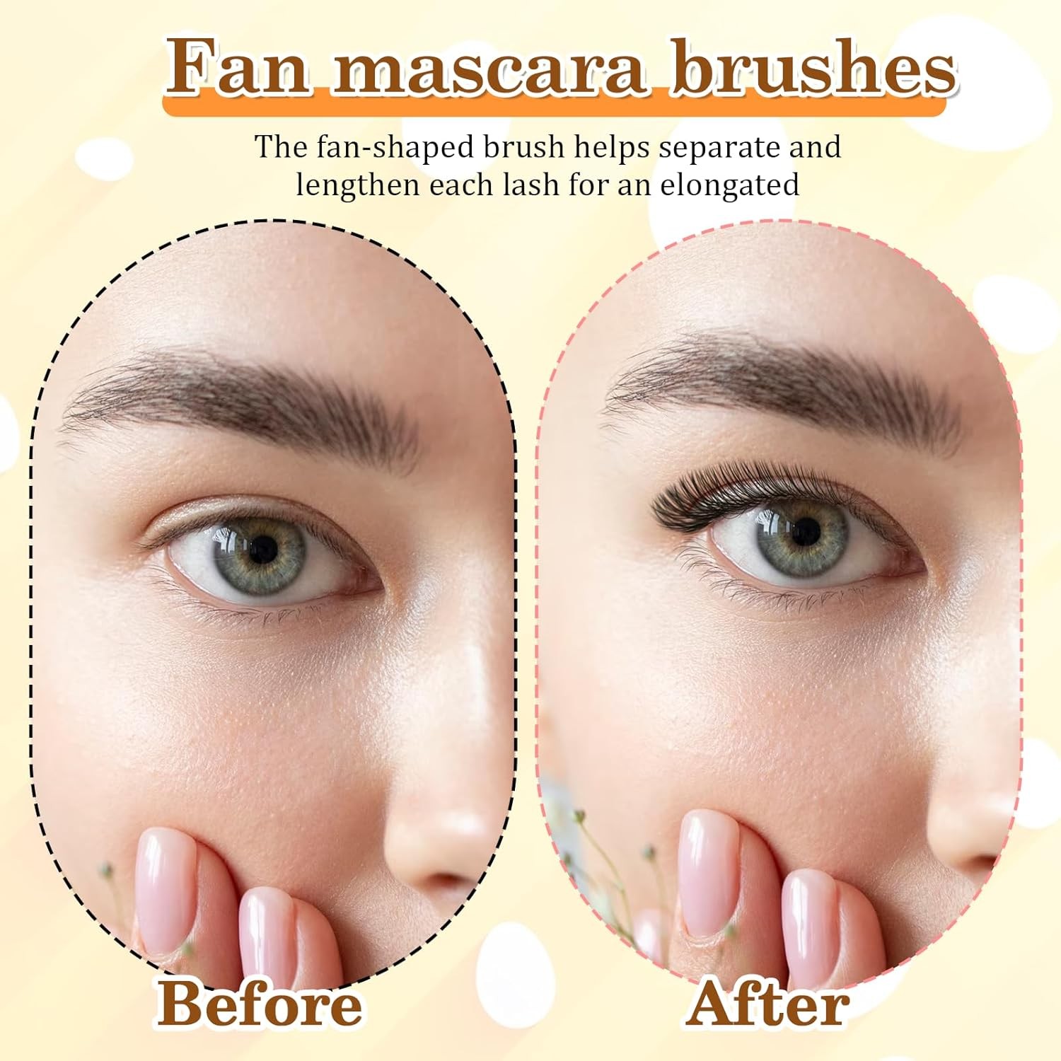 4 Pack Fan Brush for Mascara, Folding Angle Mascara Eyes, black
