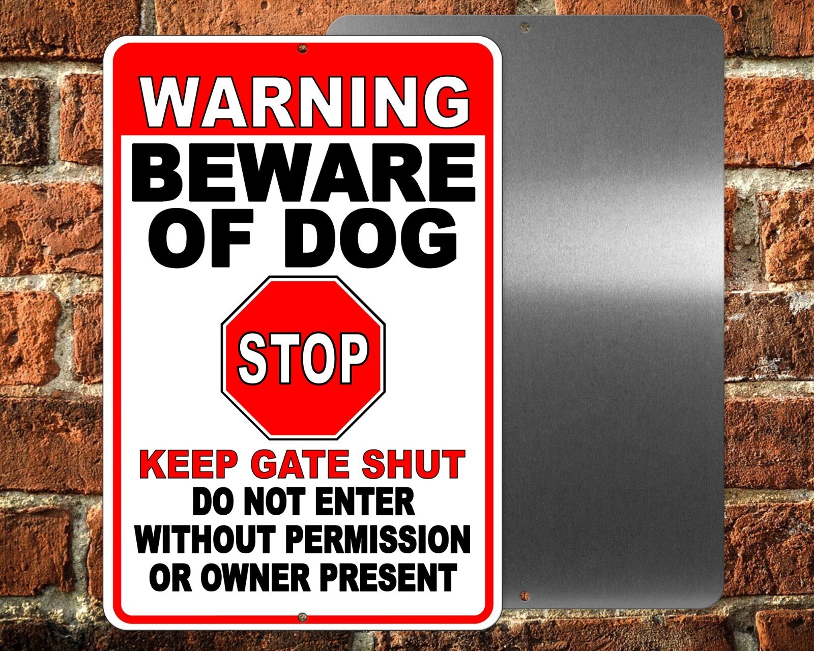 Warning Beware Of Dog STOP Do Not Enter Keep Gate Shut METAL Sign BD040