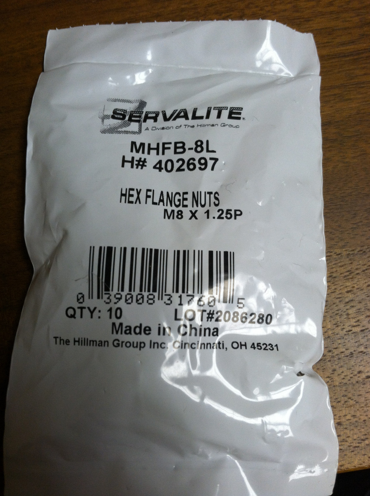 HEX FLANGE NUT M8 X 1.25 PITCH PACK OF 10 ZINC PLATED STEEL
