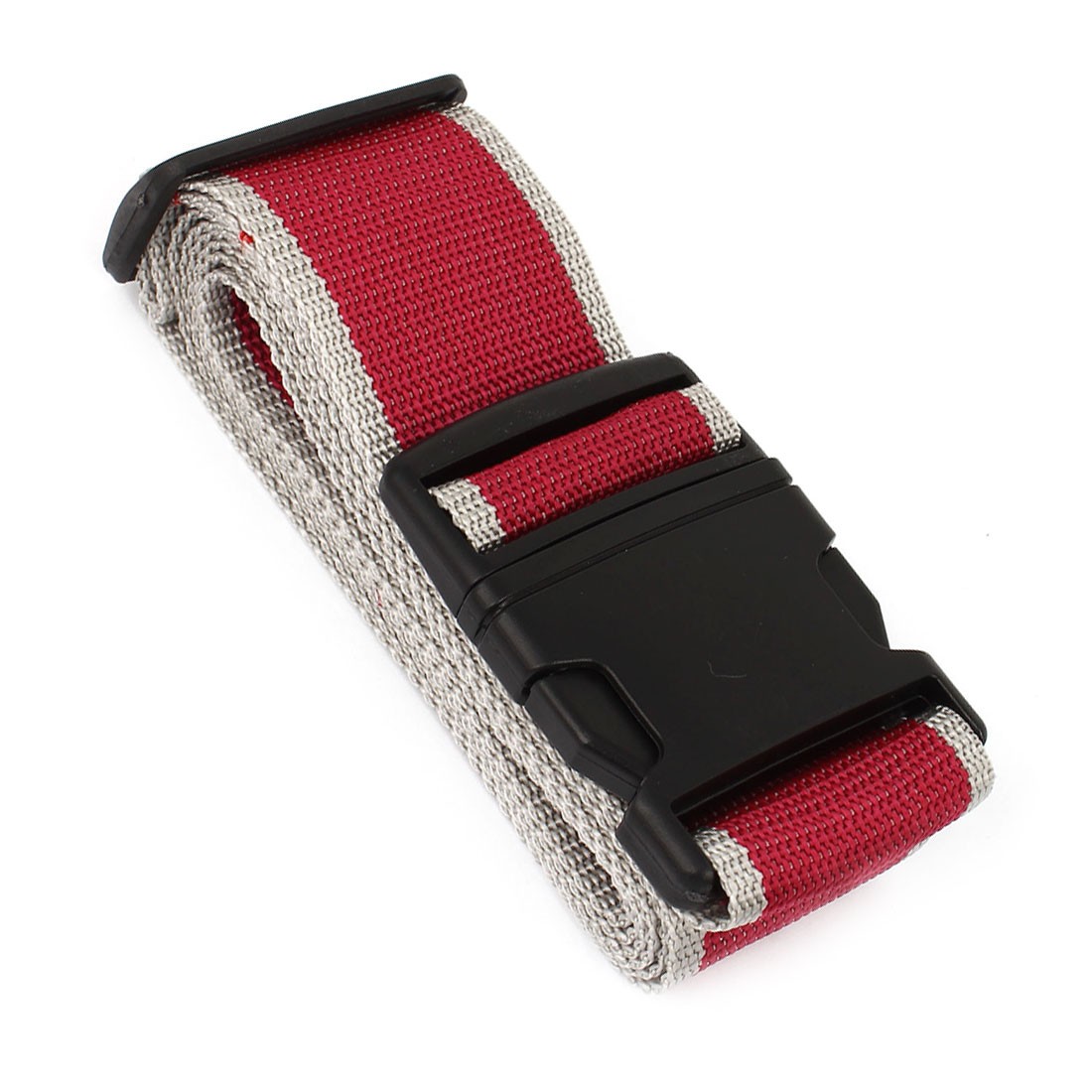 Plastic Release Buckle Adjustable Luggage Strap Band Belt, Gray Burgundy