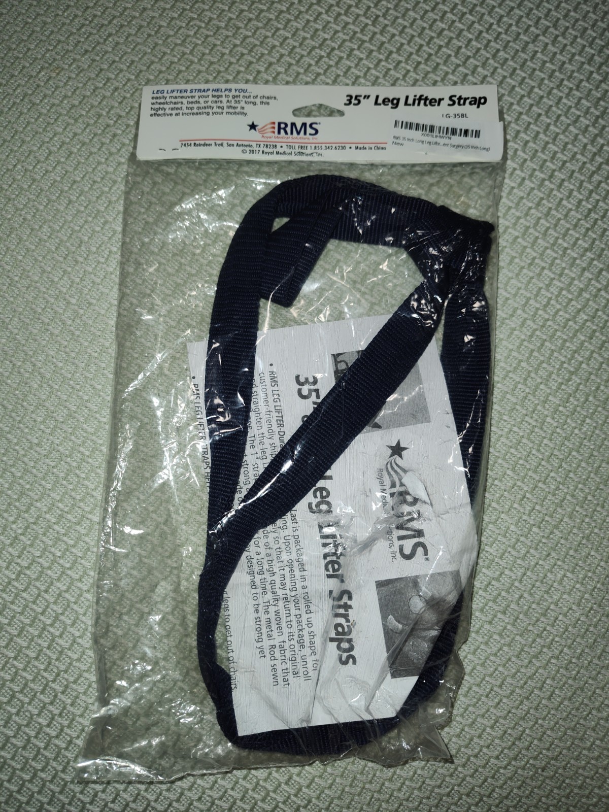 RMS 35 Inch Long Leg Lifter - Durable & Rigid Hand Strap & Foot Loop LG-35BL