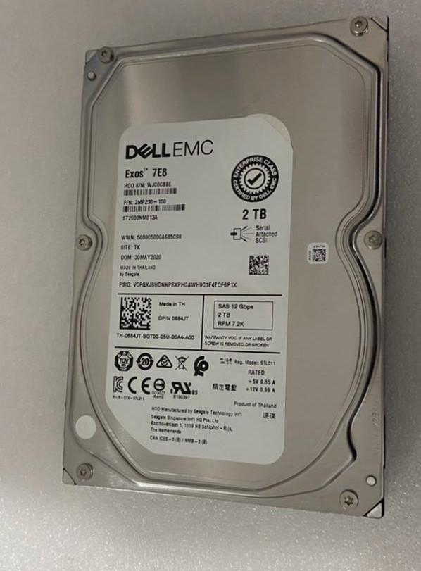 used Dell 2T 7.2K 12GB 3.5" ST2000NM013A 684JT 0684JT hard disk drive