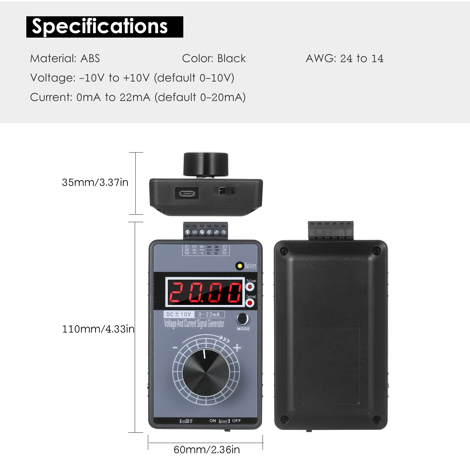 Portable Signal Generator DC -10V To 10V 0-22mA PLC Calibrator