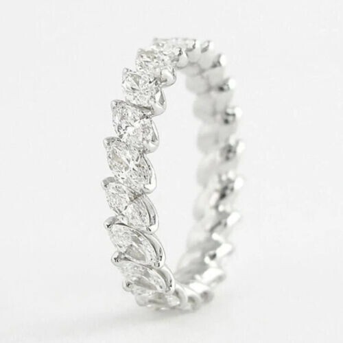2.50Ct Marquise Cut Lab-Created Diamond Wedding Band Ring 925 Sterling Silver