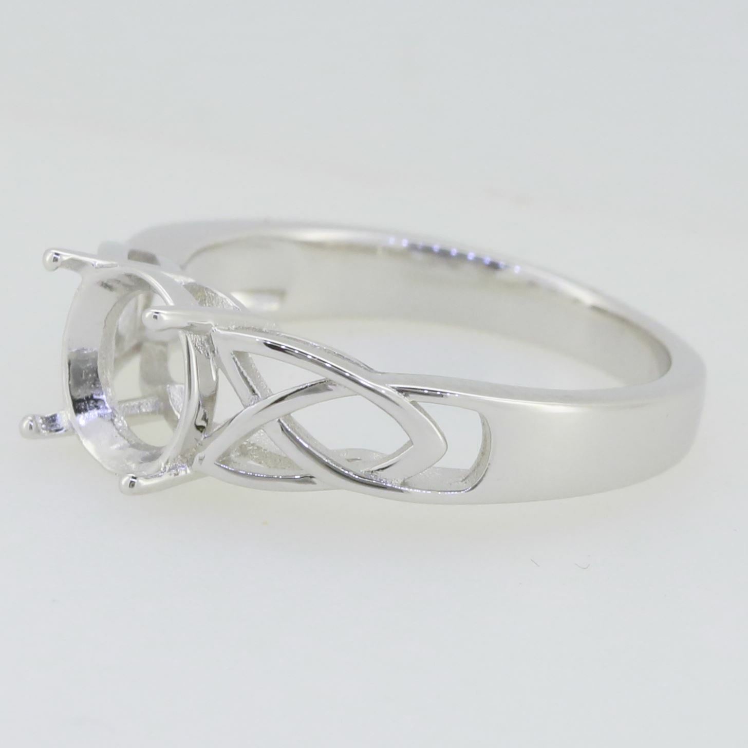 Sterling Silver Semi Mount Ring Setting Round RD 8x8mm Celtic Knot