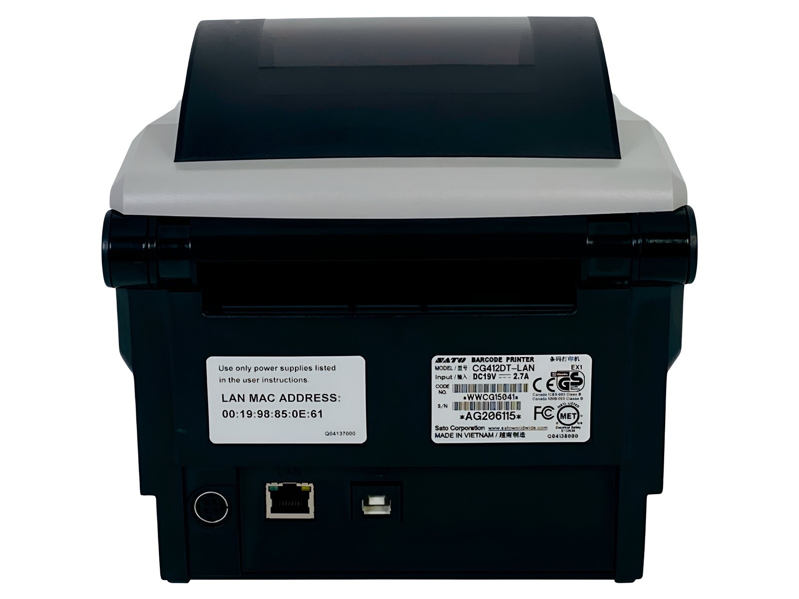 SATO CG412DT-LAN Direct Thermal POS Receipt Tag Printer USB Ethernet BUNDLE