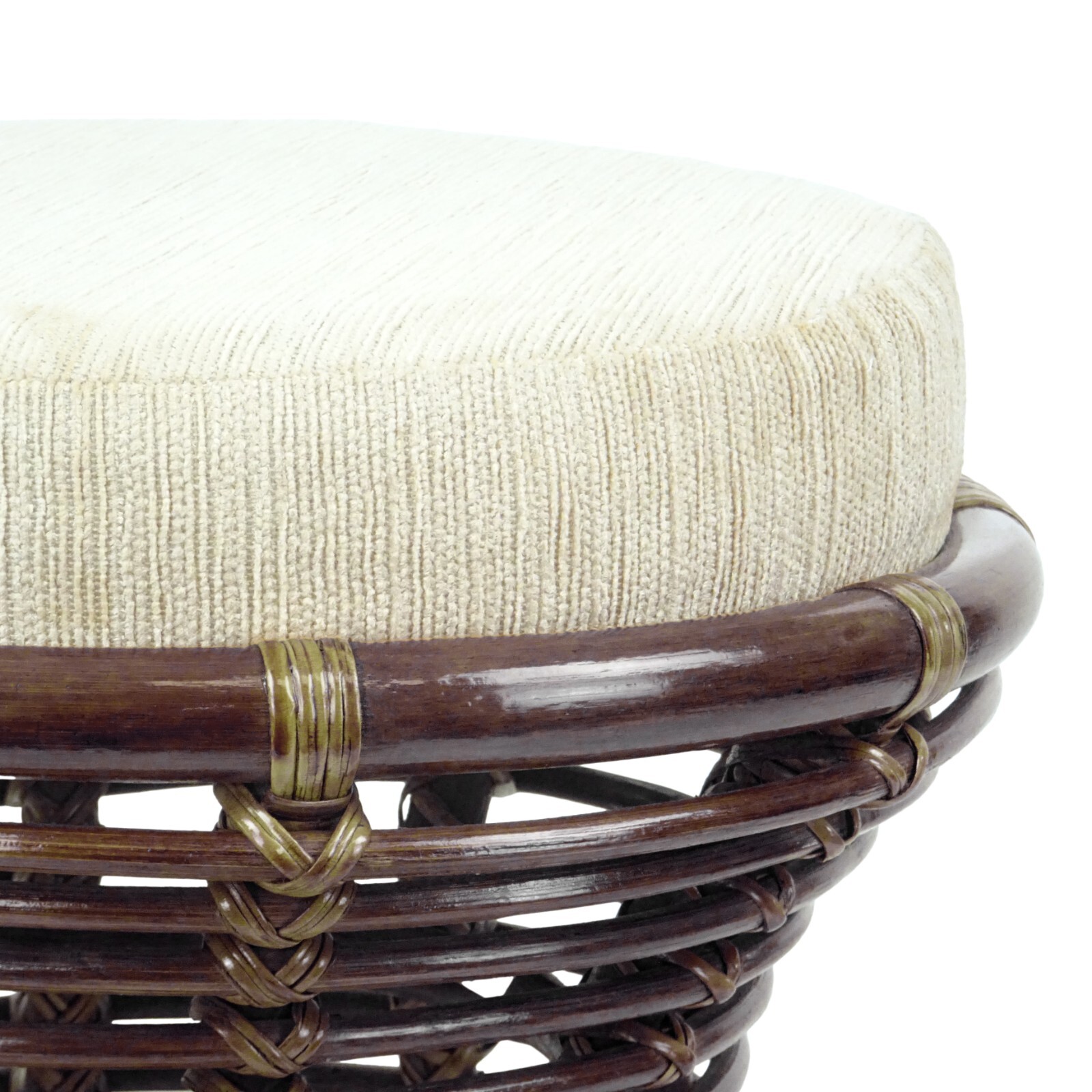 Milan Handmade Natural Rattan Wicker Ottoman Stool Vanity Bedroom, Dark Brown