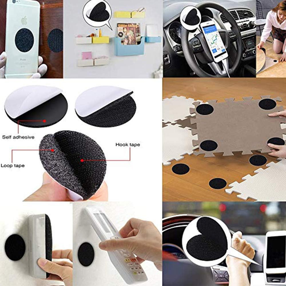 Adhesive Tape - 16PCS Hook and Loop Fasteners - Double Sided Adhesive Pads - Rug
