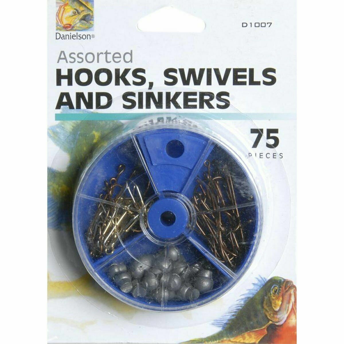 75 Piece Danielson D1007 Fishing Hooks Swivel and Sinkers Assortment Kit