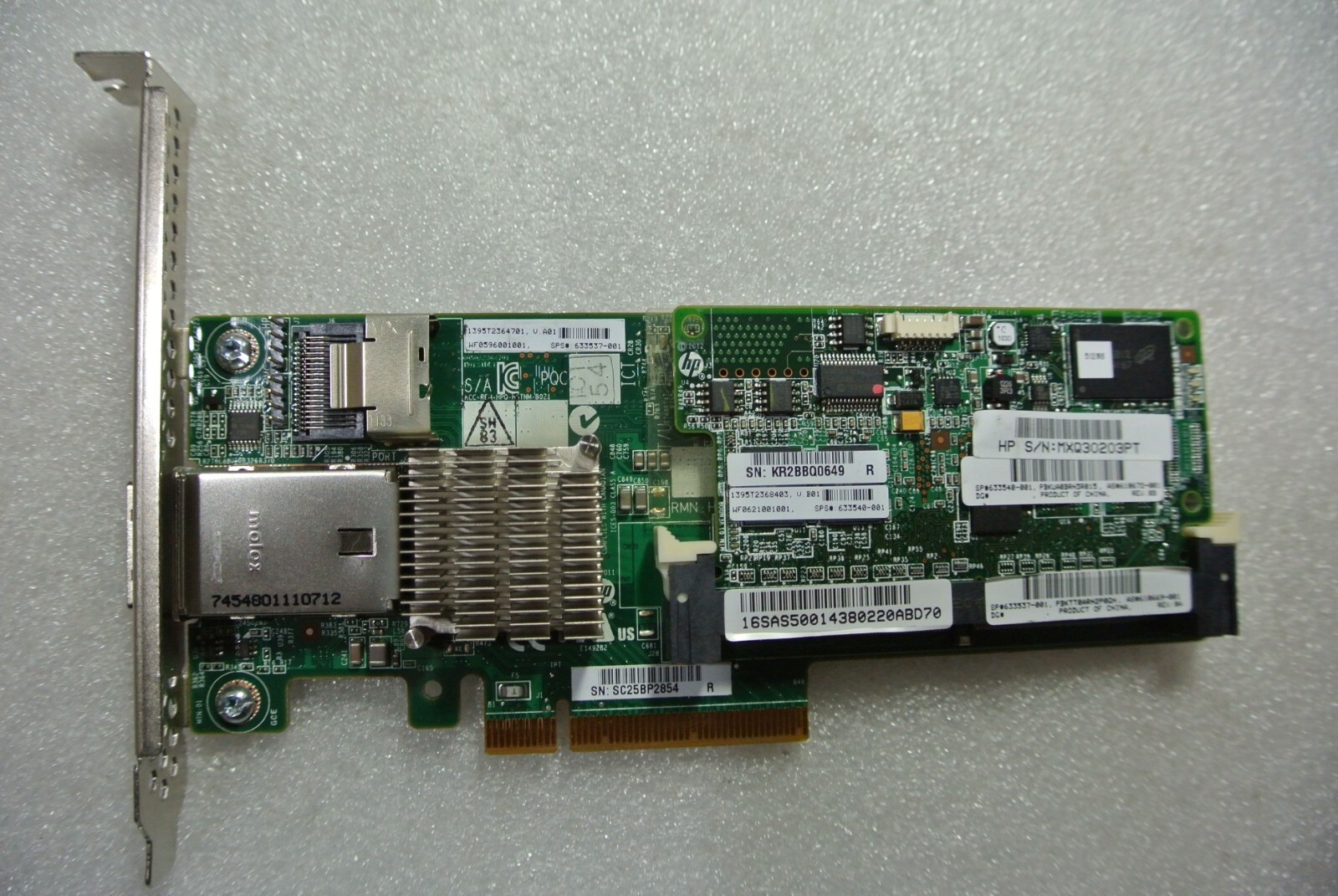 HP 633537-001 P222 512MB FBWC 1-Port PCI-E SAS RAID Controller W/ 512MB Cache