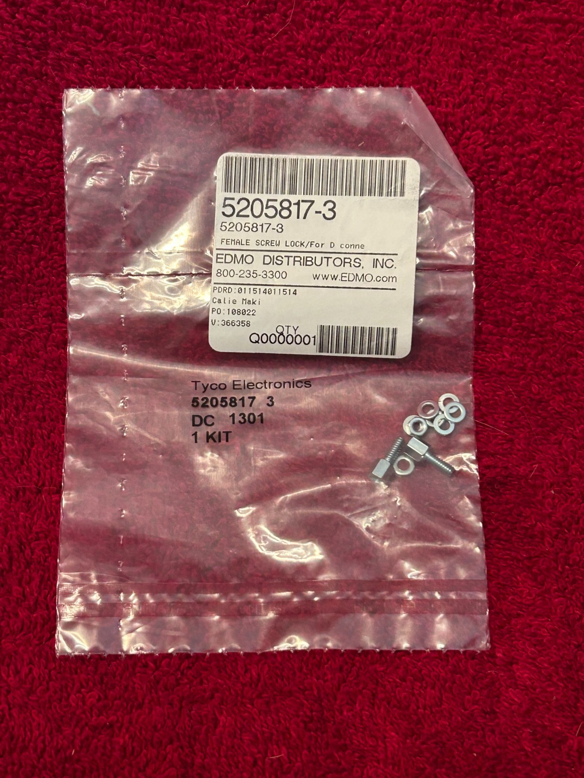 EDMO FEMALE SCREW LOCK P/N 5205817-3 TYCO P/N 5205817-3 DC 1301 KITS NEW SURPLUS