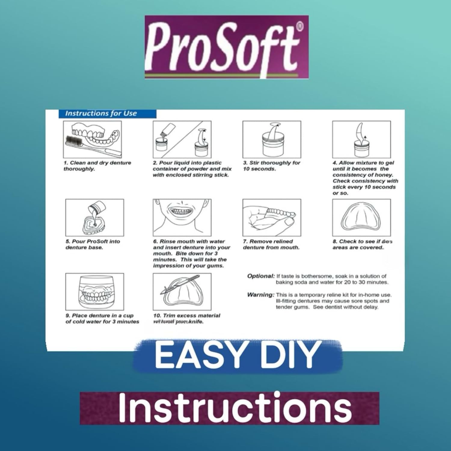 ProSoft Denture Reliner-Relines 2 Denture Plates