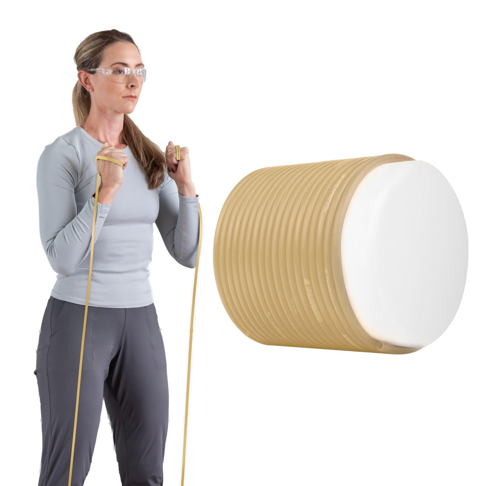 THERABAND Latex Resistance Tubing, Tan, 25 Foot, Tan - Extra Thin - Level 1