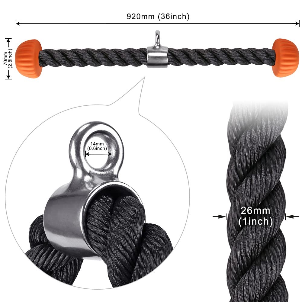 Tricep Rope Cable Machines Attachments for Gym, Universal Tricep Pull Down Ro...