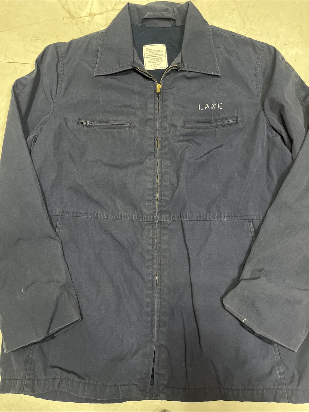 Vintage USN Military Navy Stencil Utility Jacket Size Large Womans Med