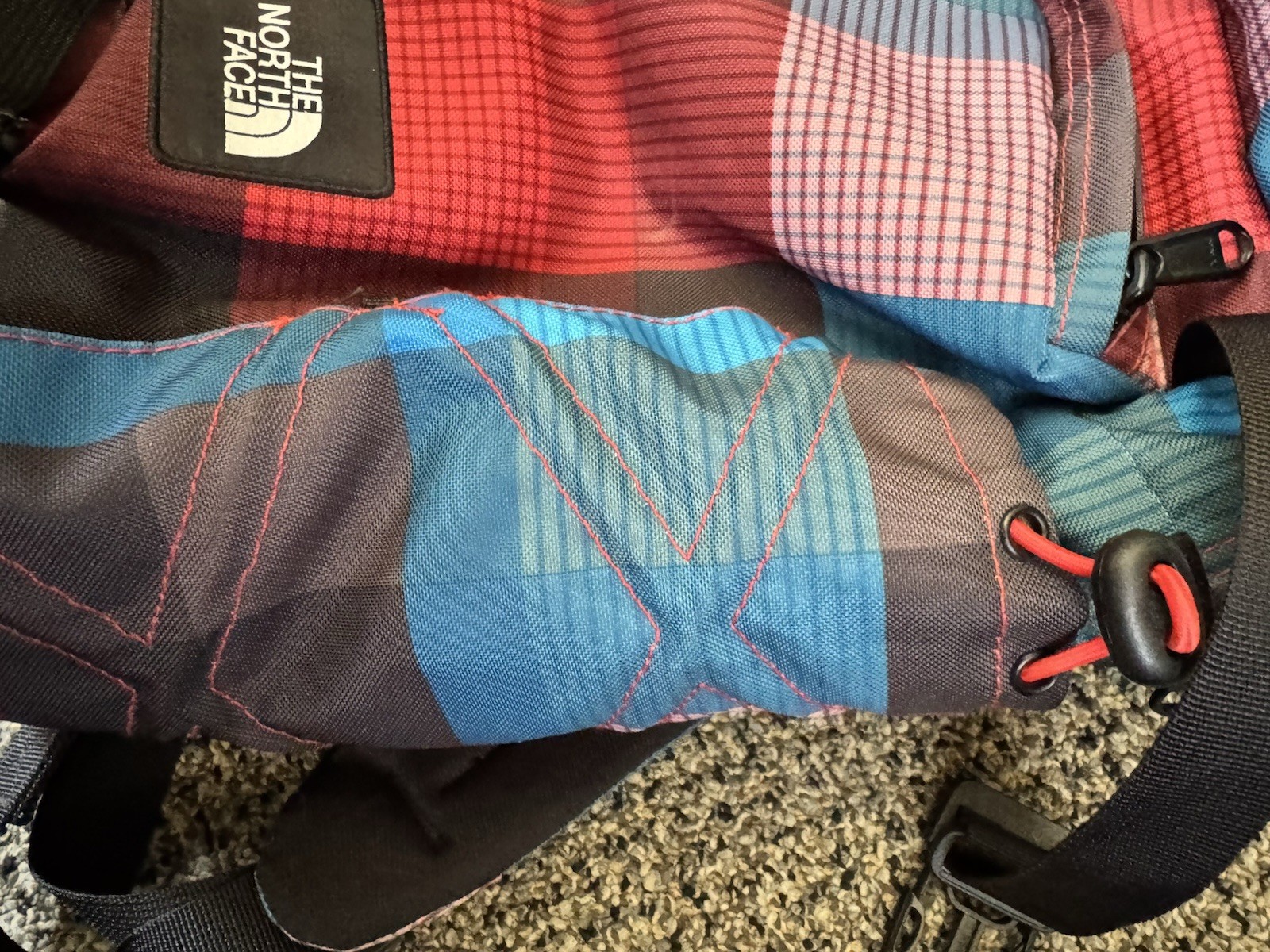 North Face Backpack Colorful Multi Plaid 9 Pockets For Computer & Gear Mesh Back