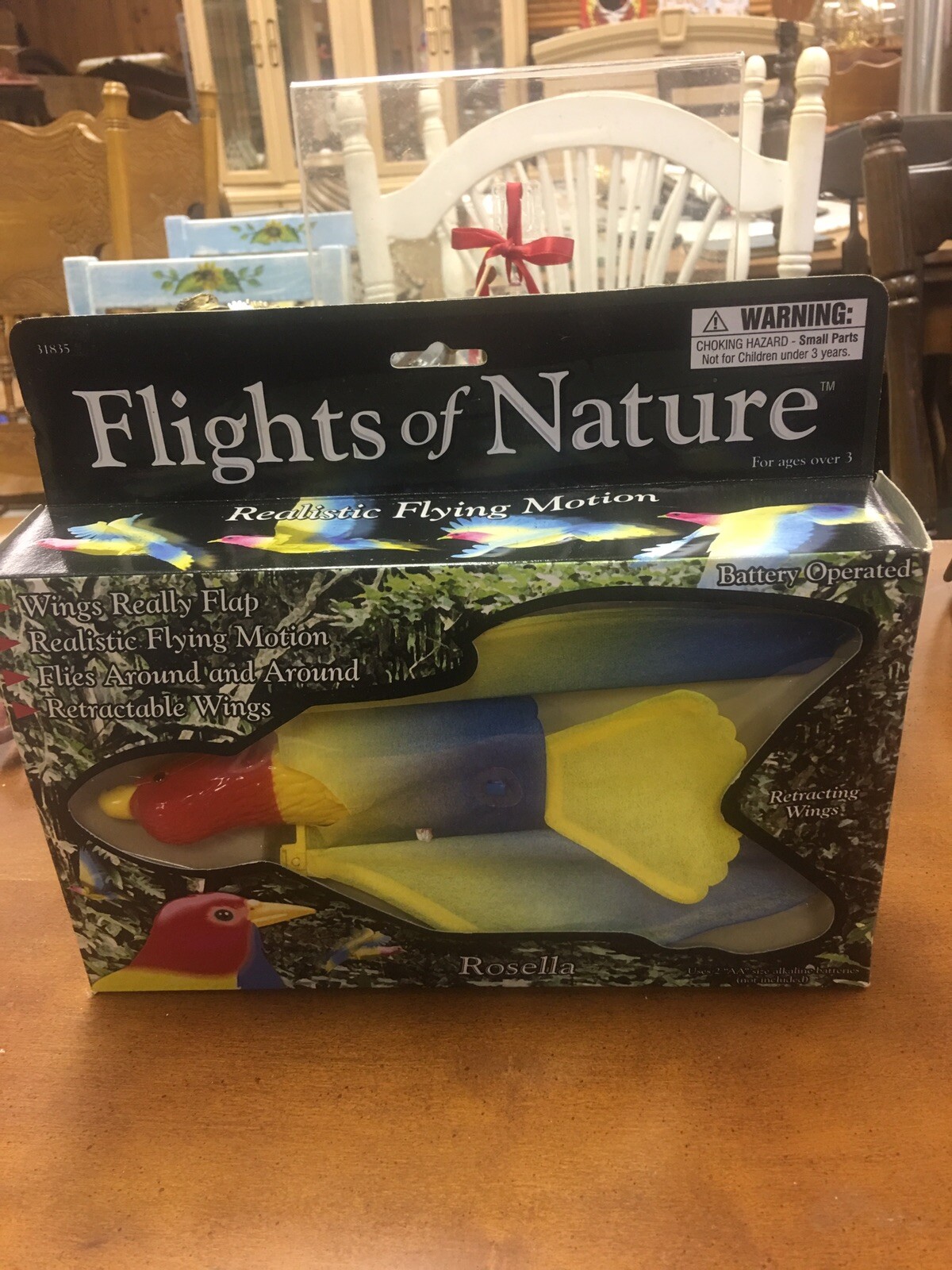FLIGHTS OF NATURE BEAUTIFUL COLORFUL BIRD ROSELLA FLYS WITH BATTERIES NOT INCL.