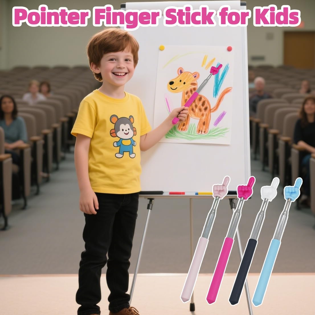 4 PCS Extendable Pointer Finger Stick - Bright Colored Telescopic Teachers Po...