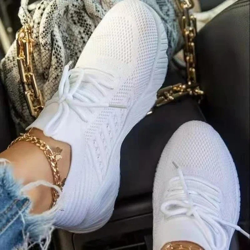 Women'S Mesh Sneakers Breathable Lace up Platform Casual Walking Shoes