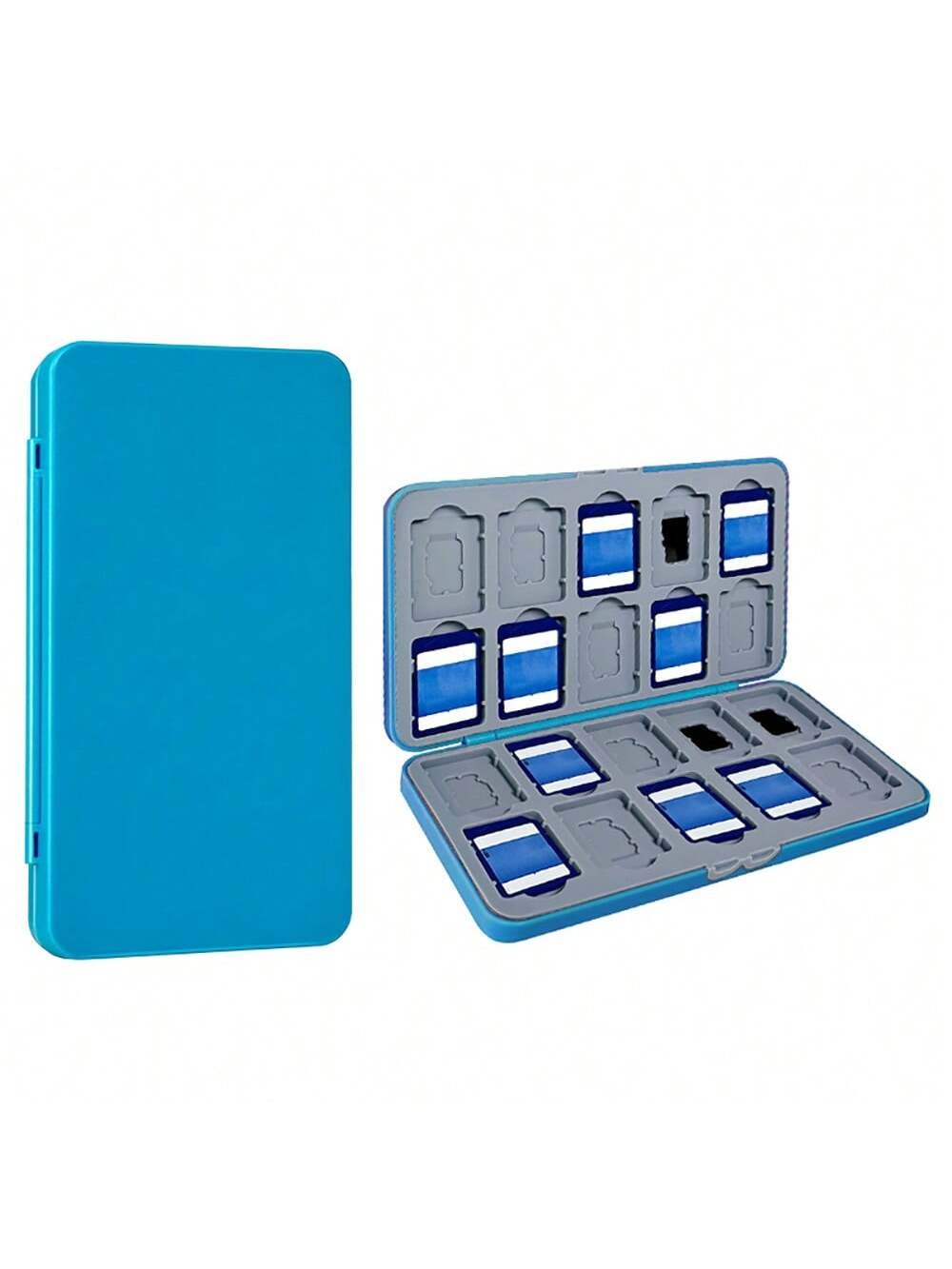 Blue 40-Slot SD and Micro SD Card Organizer Case for SDHC SDXC TF