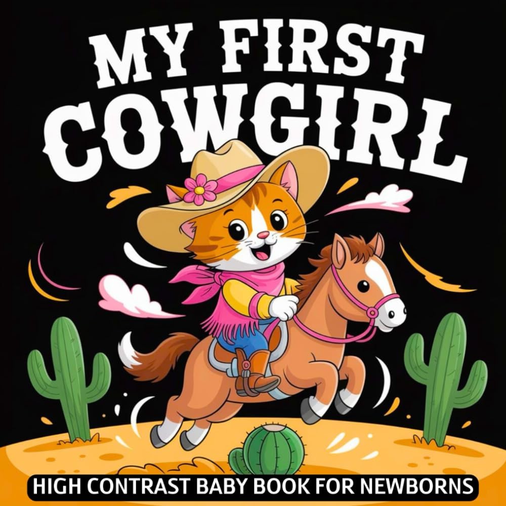 My first Cowgirl High Contrast Baby Book for Newborns 0-12 Months: Simple Black