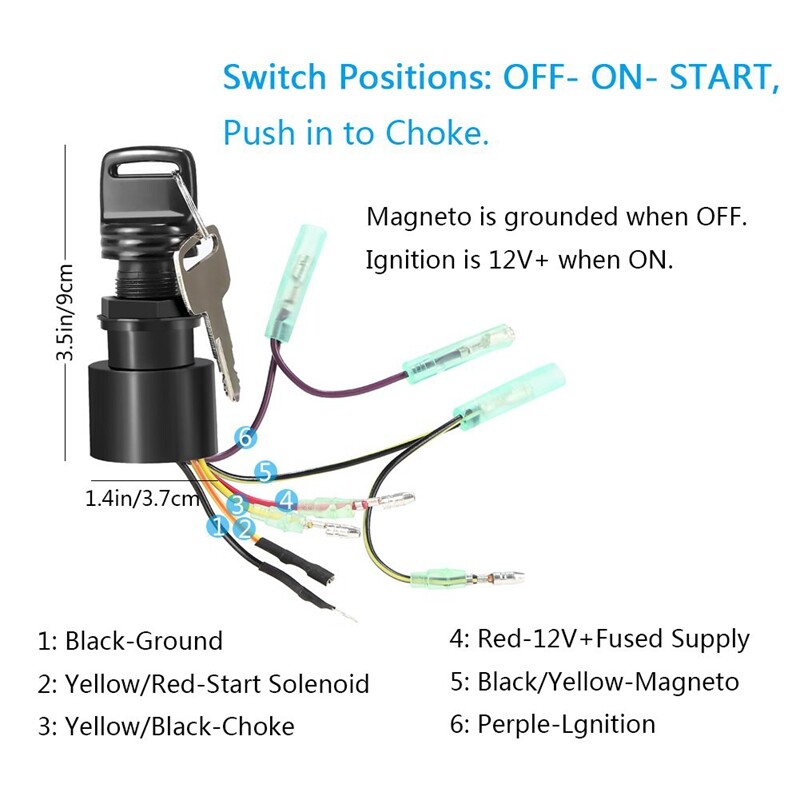 87-17009A5 Ignition Key Switch MP41070-2 Replacement For Mercury Marine Outboard