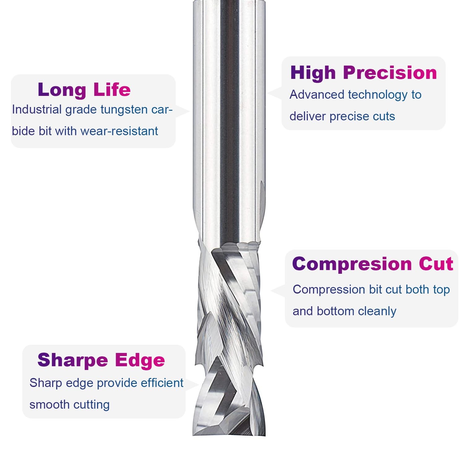 SpeTool Spiral Router Bits Up&Down Compression Bit 1/2 inch Cutting Diameter Lon
