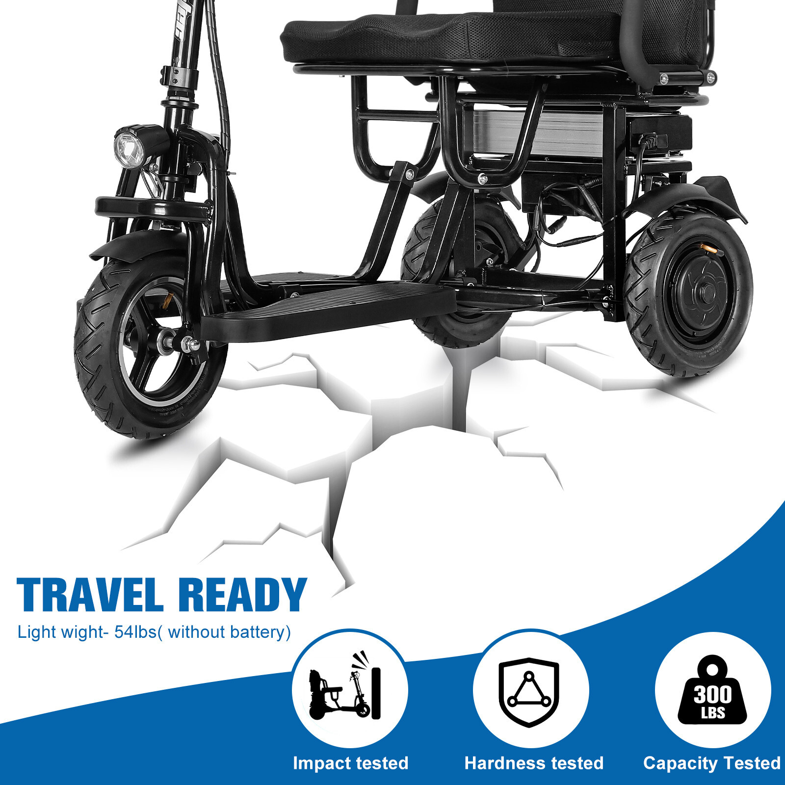 3 Wheel Folding Mobility Scooter Power Wheel Chairs Electric Long Range Portable