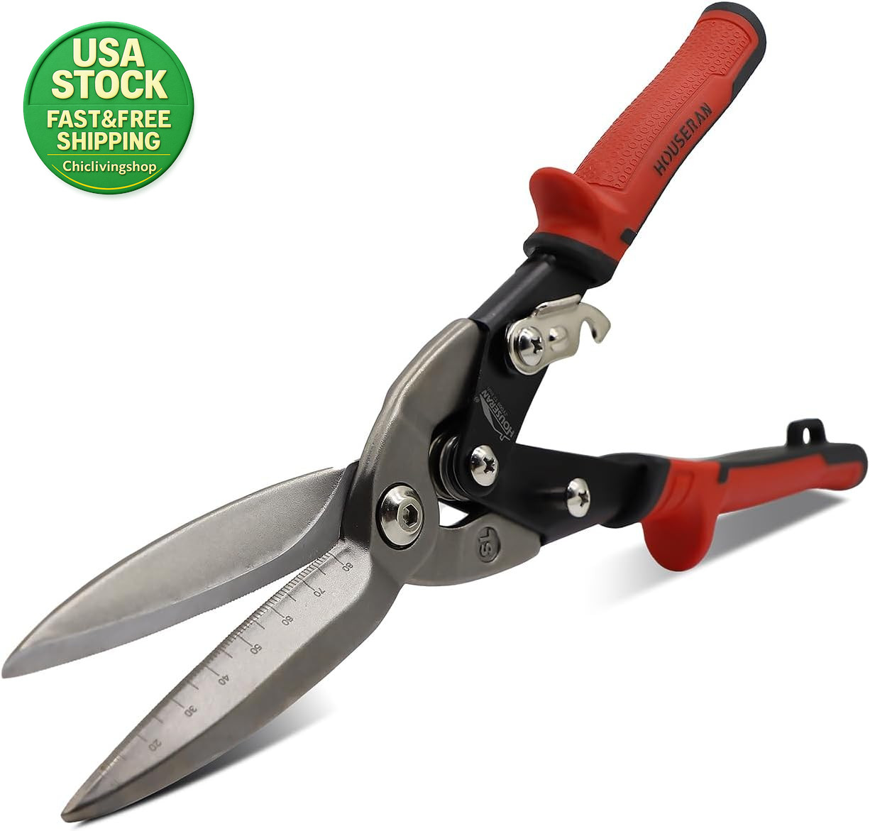 12 Inch Aviation Snips Heavy Duty Straight Cut CR-V Steel Metal Cutters