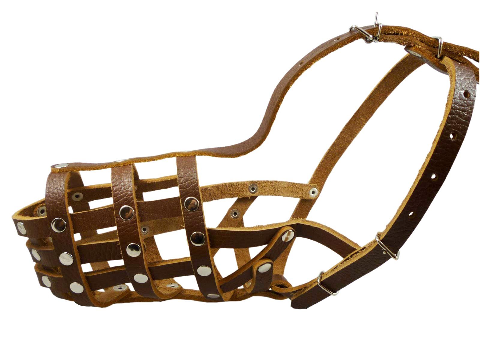 German Shepherd Secure Genuine Leather Basket Dog Muzzle