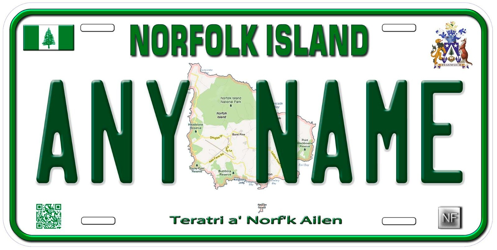 Norfolk Island Custom Personalized Novelty Car Tag License Plate