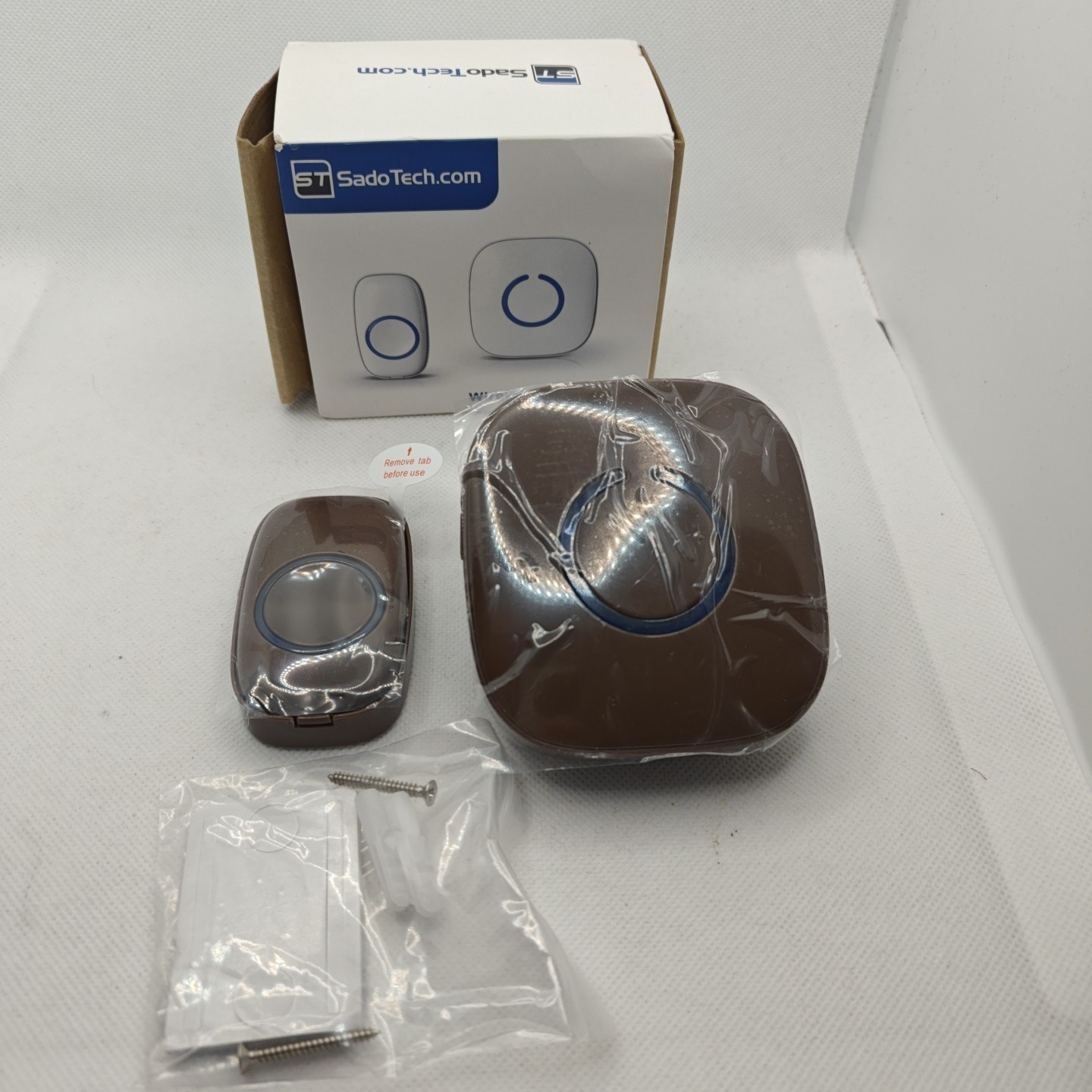 SadoTech Wireless Doorbell Chime 1 Transmitter and 1 Receiver - Brown