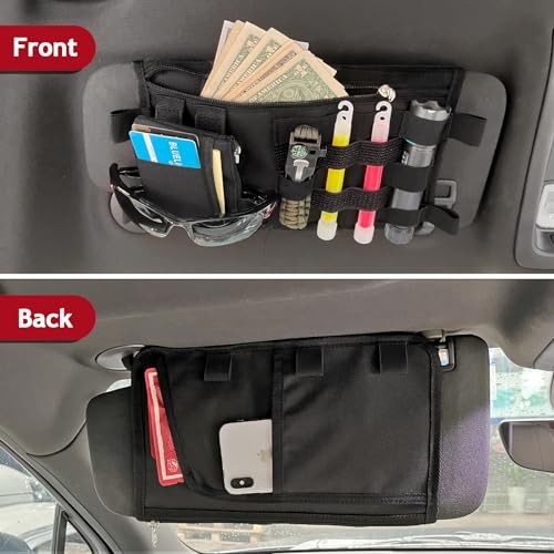 Molle Visor Panel Organizer, Tactical Car Sun Visor Cover Molle Webbing 1 Pack