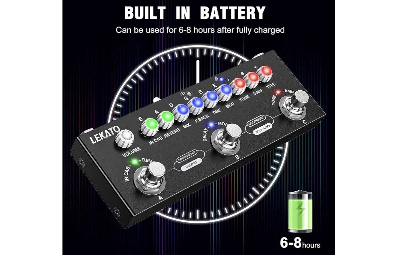 LEKATO Multi Effects Guitar Pedal, with IR Loading 9 AMP Models