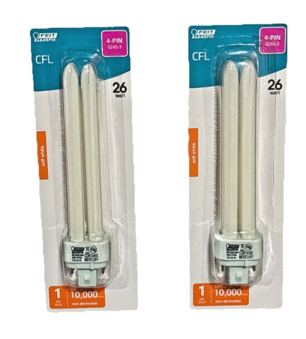 Feit Electric 26-Watt Equiv.  Quad Tube 4-Pin G24Q-3 Base CFL Light Bulb 2 Packs