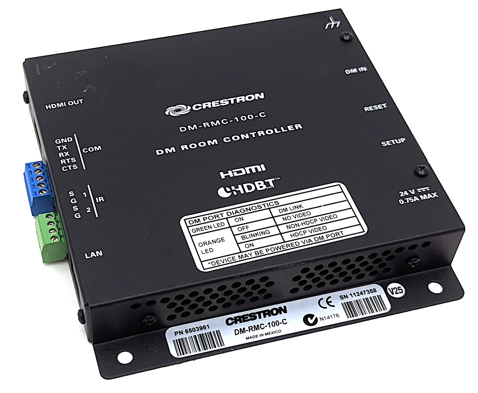 Crestron DM-RMC-100-C DigitalMedia 8G+ Receiver HD Room Controller Box - 6503961