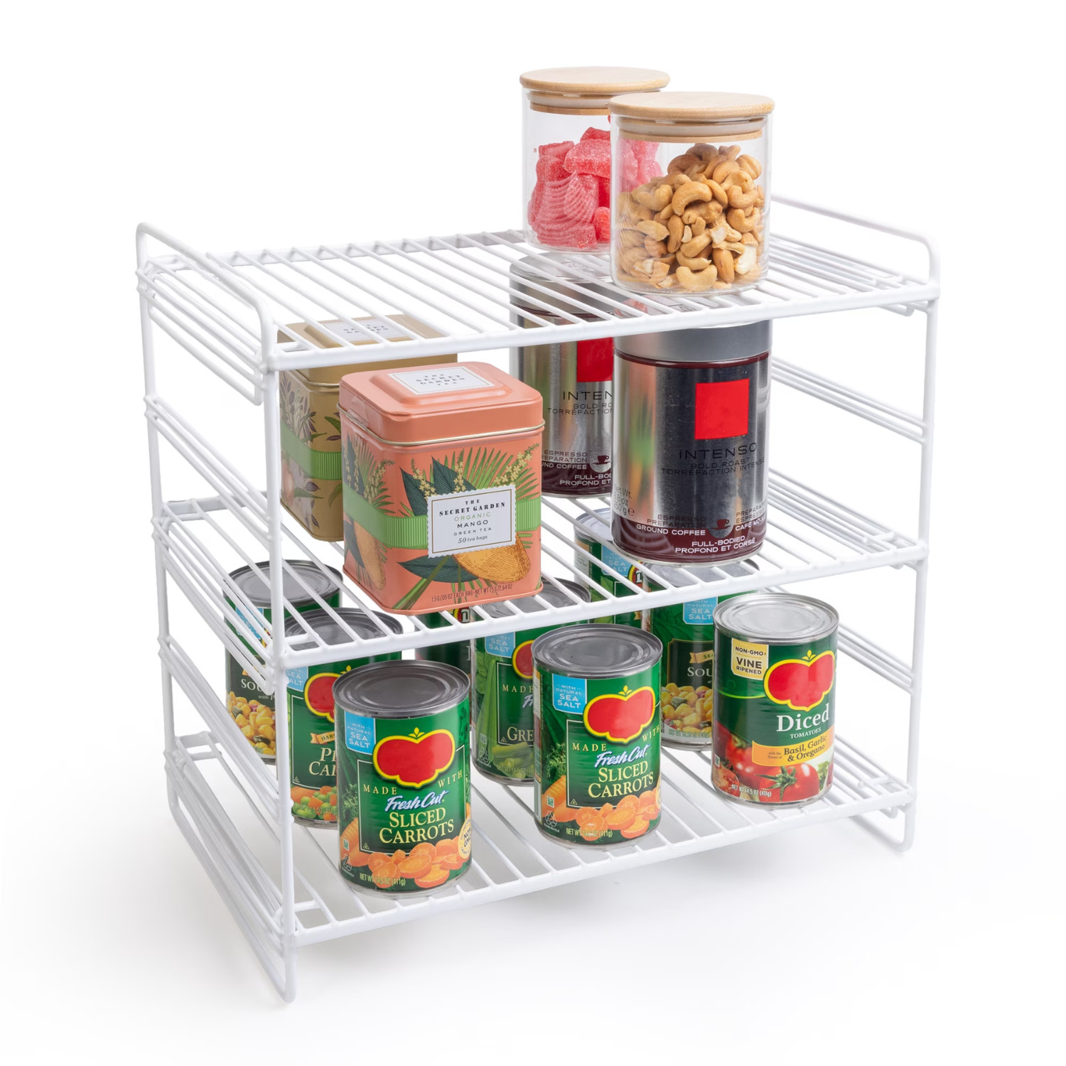 Mainstays Kitchen Organizer 3 Tier Adjustable Steel Shelf White Storage