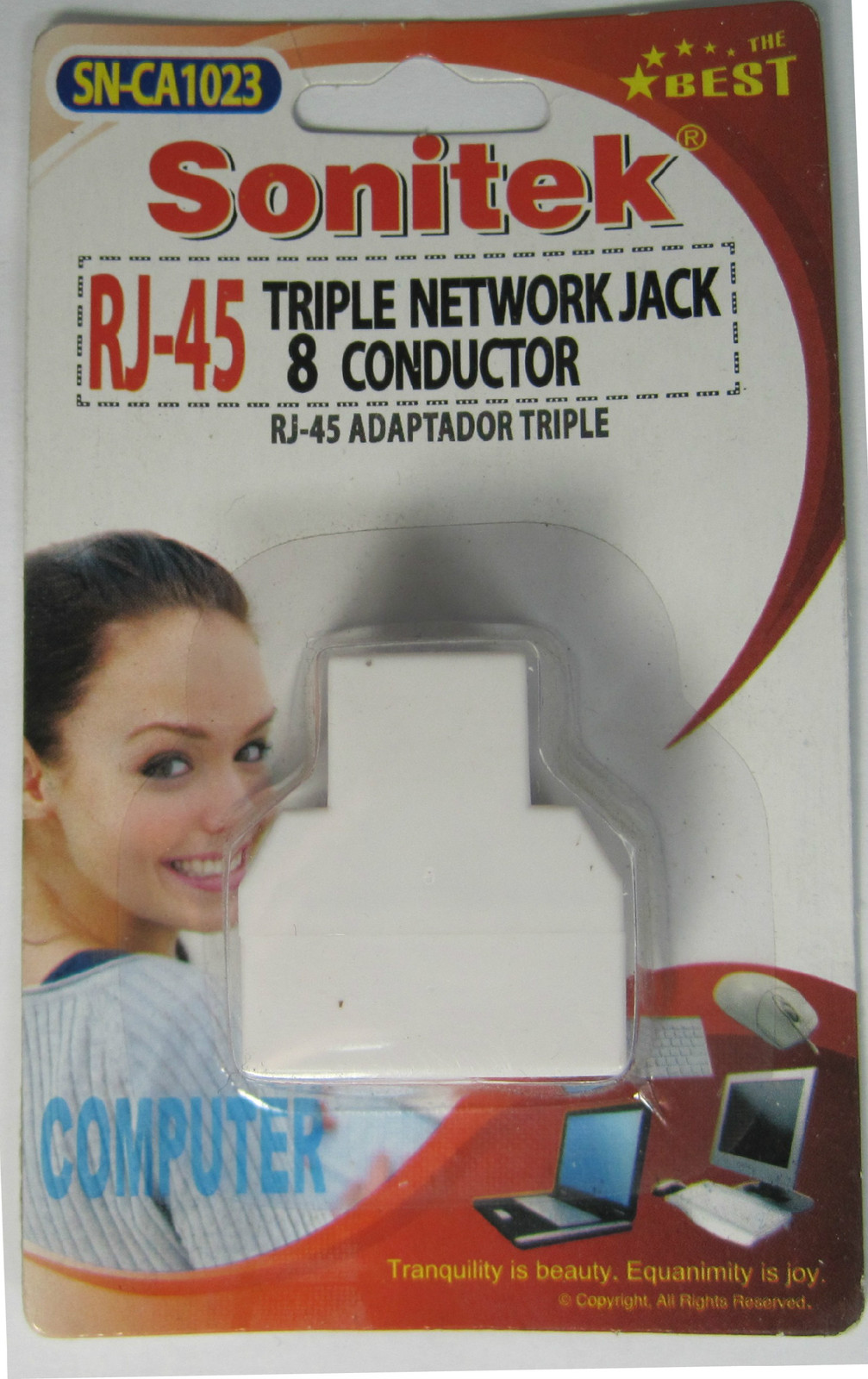 1 Pk RJ45 Triple Network Jack Ethernet Splitter Connector Adapter 8 Conductor