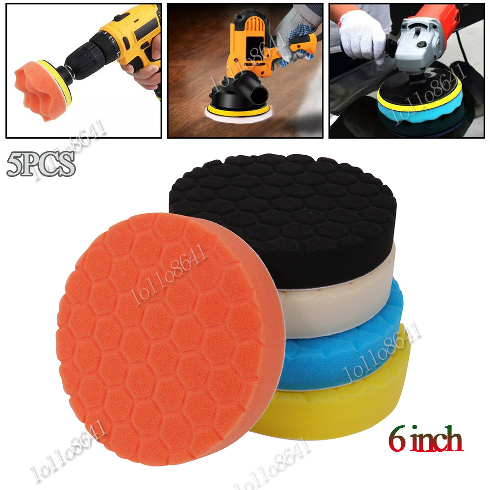 5pcs 6" Car Buffing Polishing Pads Waxing Foam Sponge Polisher Kit for Drill USA