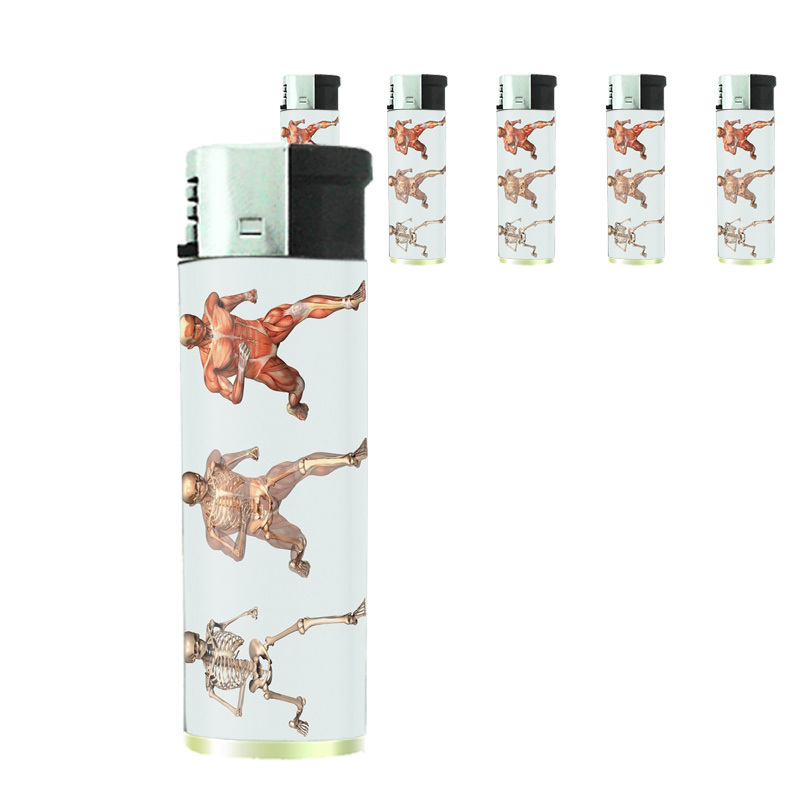 Skeletons D7 Lighters Set of 5 Electronic Refillable Butane Skulls Death