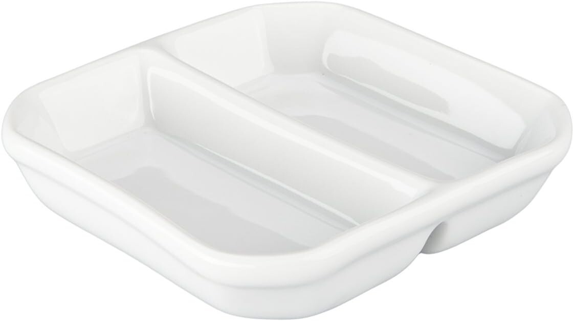 NEW 2 Ounce BIA Cordon Bleu Asian Divided 2 Sauce Dish White Model 905430 #9444