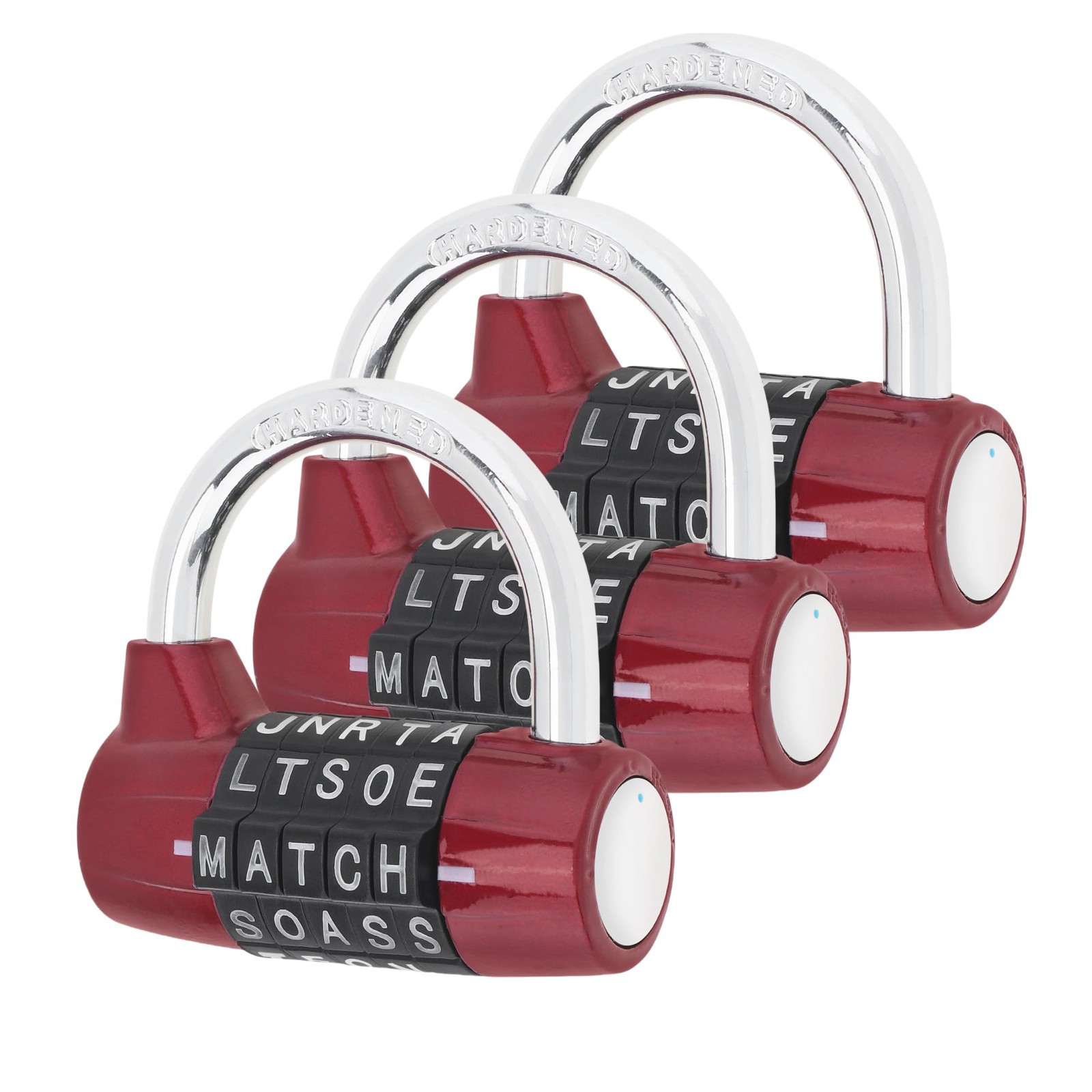 HOJLKLD 5 Letter Word Combination Lock Red, Pack of 3 for Gym Locker, Sports, Sc