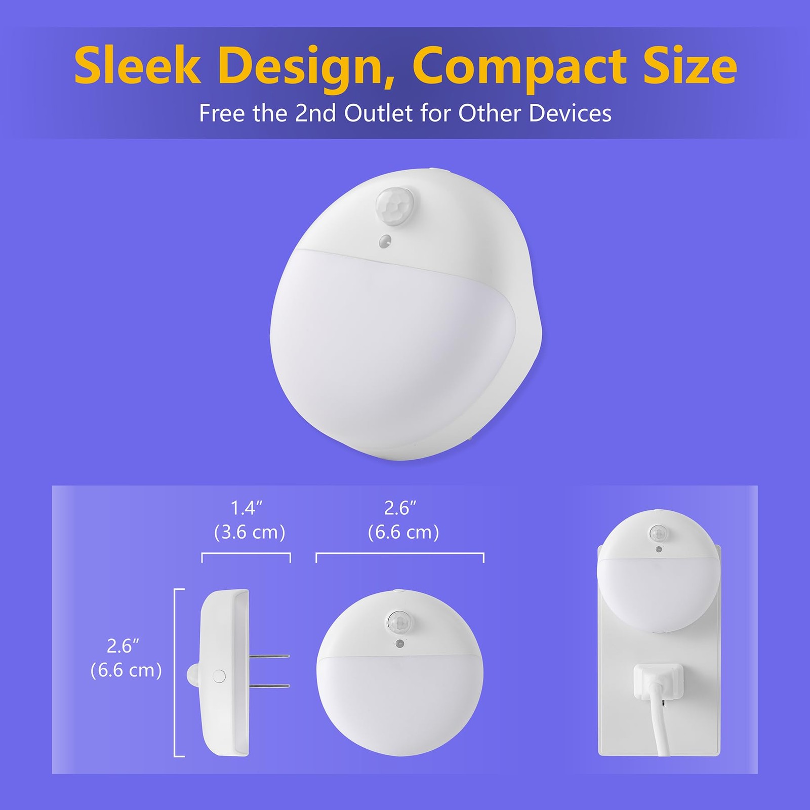2 Pack Plug in Night Light, Dusk to Dawn, 3 Lighting Ways, Stepless Dimming, ...