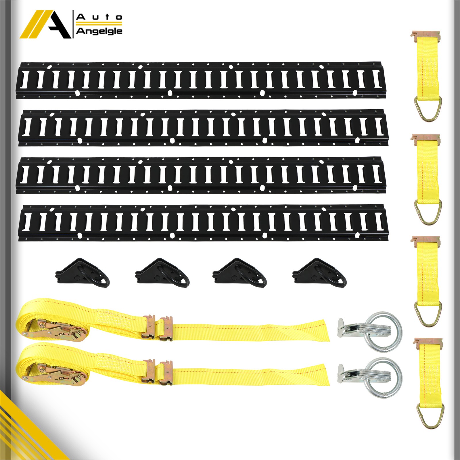 Black E Track Rail Kit 16 Pieces 4 Foot Length With Hardware For Trailers Metal