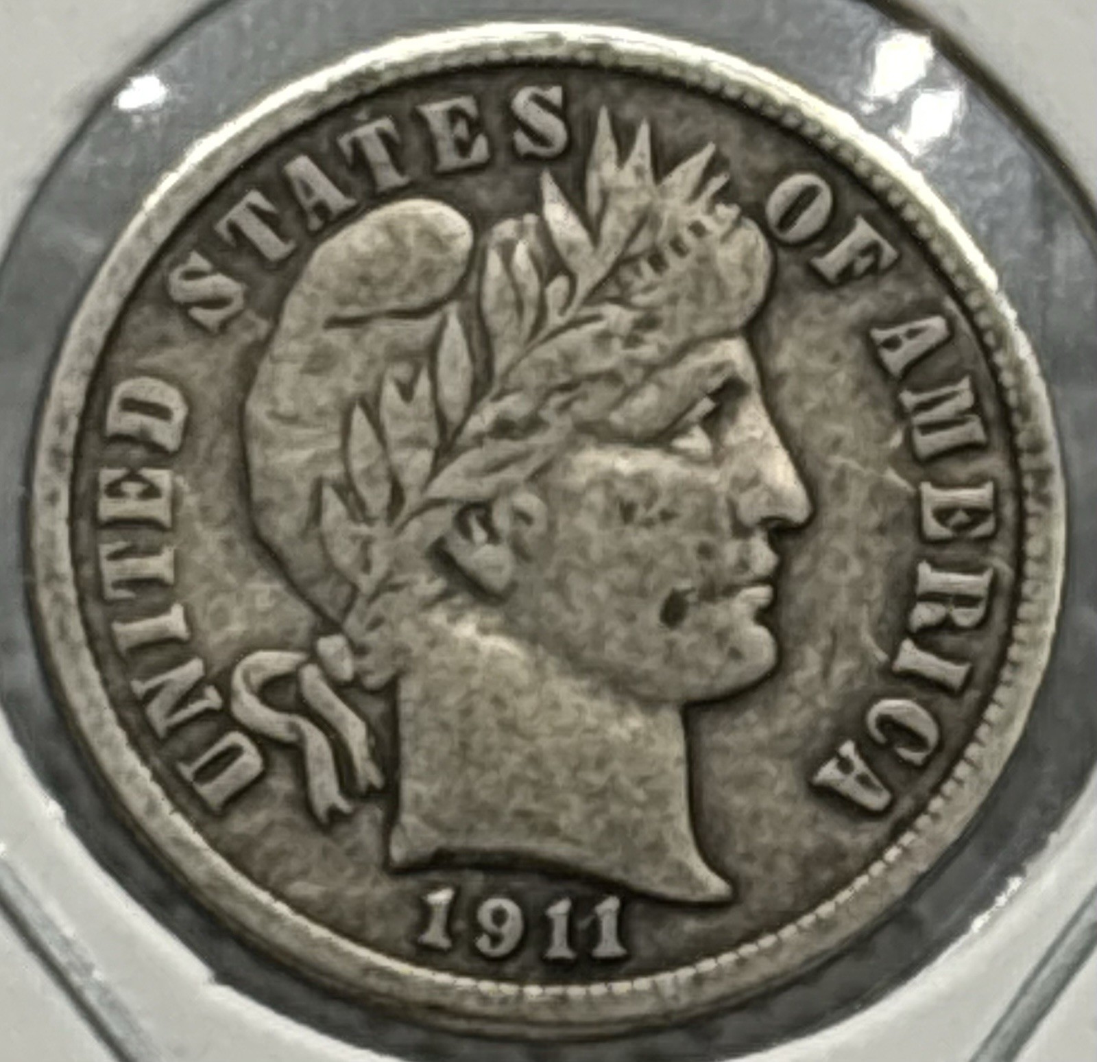 1911 D Barber Dime, 90% Silver, VF/EF Condition, Very Nice, Low Mintage! 🔥