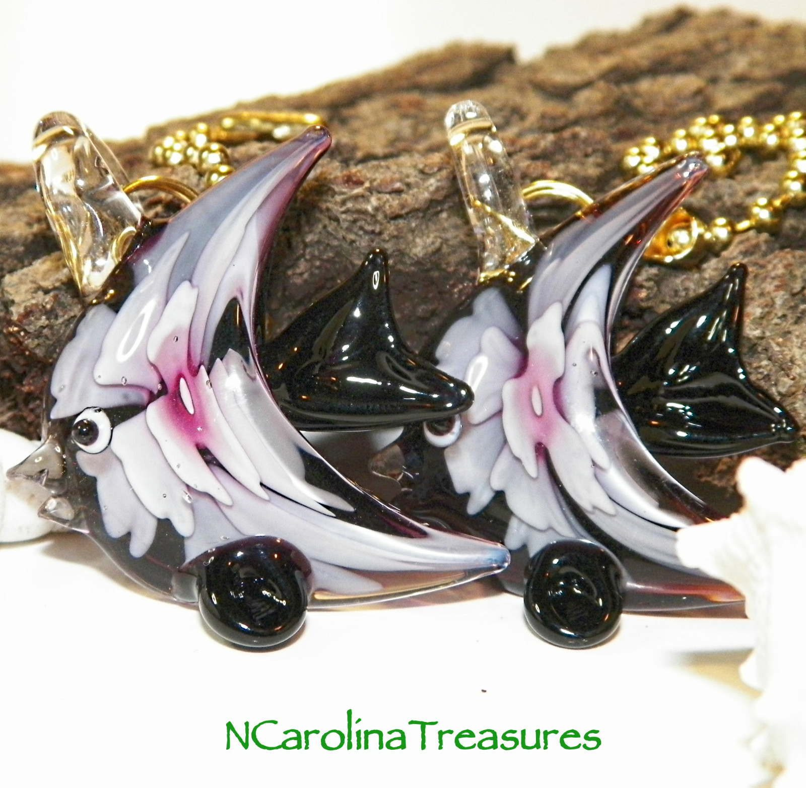 GLASS CEILING FAN SWITCH PULL DARK PURPLE FLORAL OCEAN ANGEL SEA FISH LG PR F156
